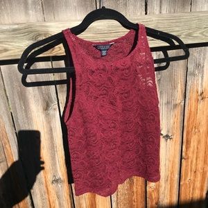 Red lace tank top